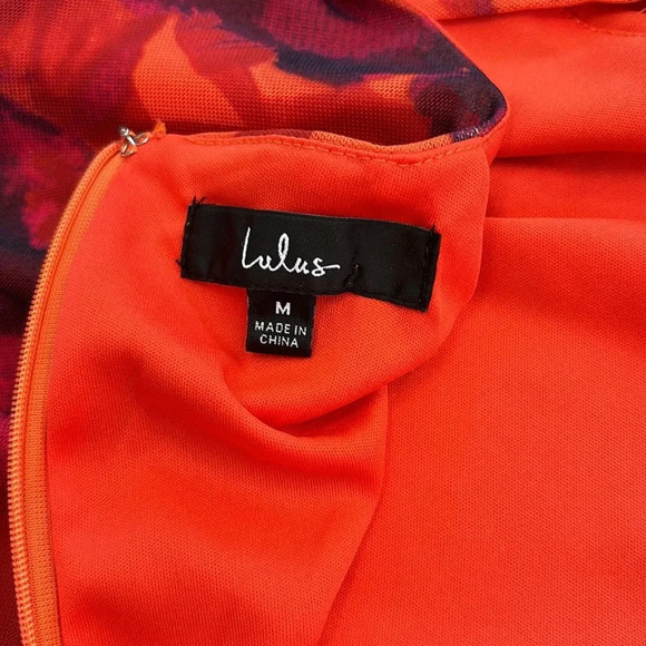 Lulus Heart on Fire Orange Floral Print Backless Lace-Up Mini Dress size Medium - Picture 8 of 12